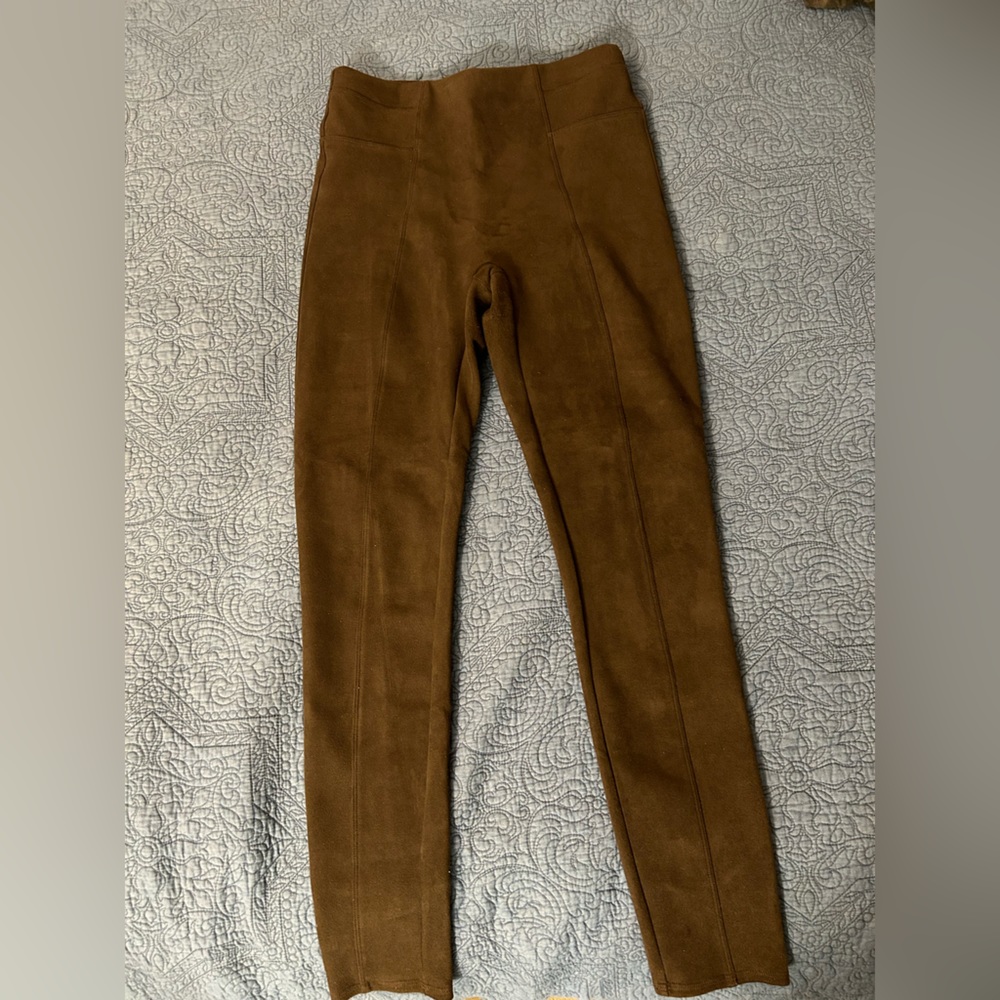 Spanx faux suede leggings size medium dark brown tall